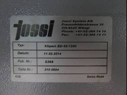 Xspect Ed-55-1200 / Teile Nr.: 310 0504 / Fab. Nr.: 5368 / Elyaf Ayirma Makinasi